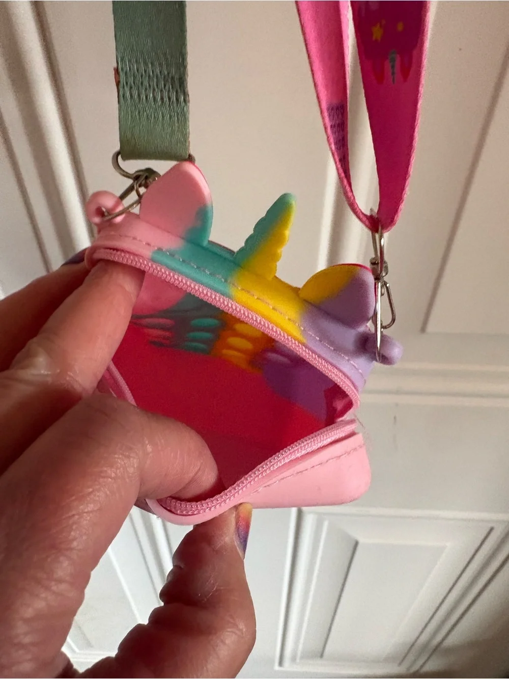 Unicorn Pop It Crossbody Purse Rainbow Silicone Fidget Bag Kids Shoulder Bag